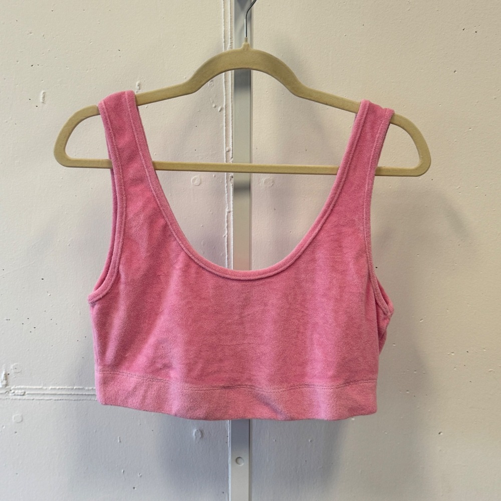 Zara Pink Terry Cloth Crop Top Scoop Neck Sleeveless Bralette 4174/316/620 Large
